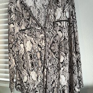 INC International Concepts Monochrome Snake Print Button Down Shirt